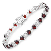 Bids.com 11.10 Carat Genuine Garnet and White Diamond .925 Sterling Silver Bracelet Bracelets