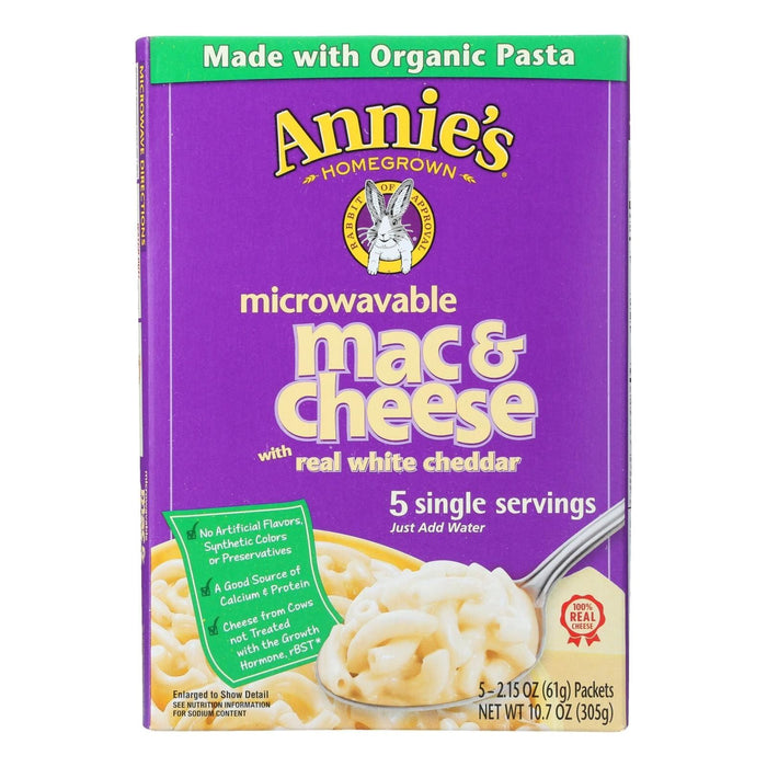 Annie's Homegrown Microwavable Mac and Cheese with Real White Cheddar (Pack of 6 - 10.7 Oz.)