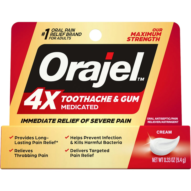 Orajel Orajel 4X For Toothache & Gum Pain: Severe Cream Tube 0.33oz- From #1 Oral Pain Relief Brand Oral Care