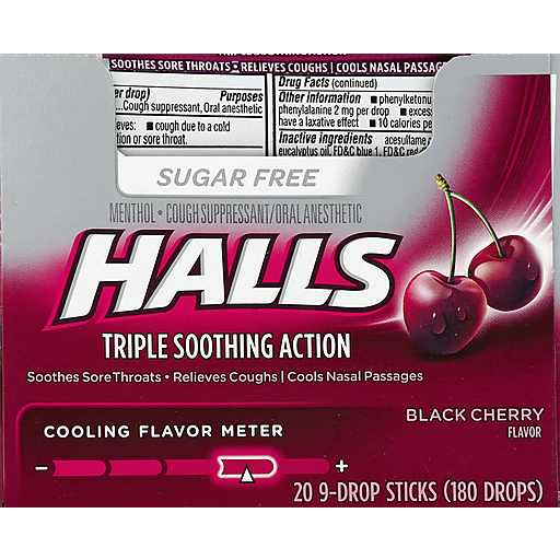 Halls Halls Relief Black Cherry Flavor Cough Drops, 20 Packs Of 9 Drops (180 Total Drops) - INNER PACK Personal Care Gray