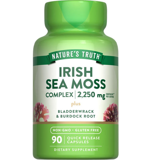 Nature's Truth Nature's Truth Irish Sea Moss Complex 90 Capsules with Bladderwrack & Burdock Root Vitamins & Supplements White Smoke