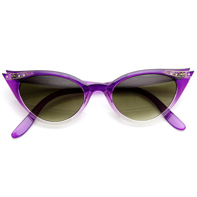 zeroUV Elegant 50s Vintage Womens Fashion Rhinestone Cat Eye Sunglasses 8433 Sunglasses