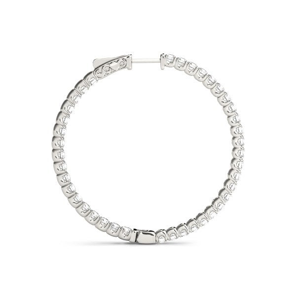 Bids.com 14k White Gold Diamond Hoop Earrings with Shared Prong Setting (2 cttw) Earrings
