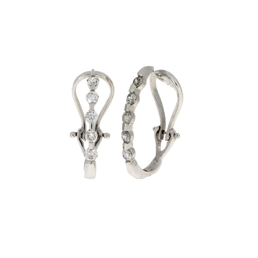 Bids.com 1.00ct Diamond Hoop Earrings 14KT White Gold Earrings