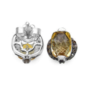 Bids.com 3.14 Carat Genuine Citrine & Black Diamond .925 Sterling Silver Earrings Earrings