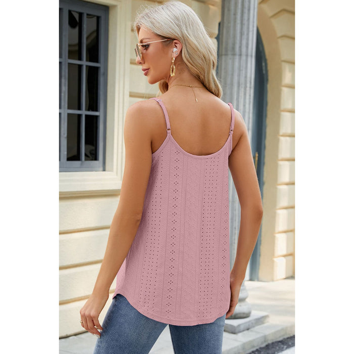 Eyelet Scoop Neck Ruched Cami