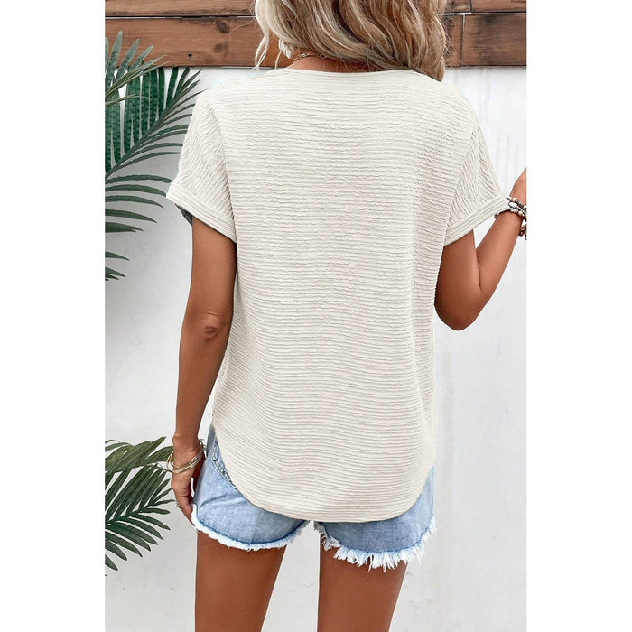 V-Neck Short Sleeve Blouse