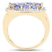 Bids.com 14K Yellow Gold Plated 1.70 Carat Genuine Tanzanite .925 Sterling Silver Ring Rings