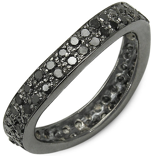 Bids.com 1.11 Carat Genuine Black Diamond .925 Sterling Silver Ring Rings