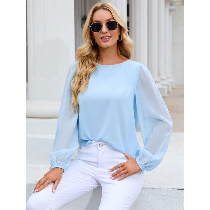 Round Neck Long Sleeve Blouse