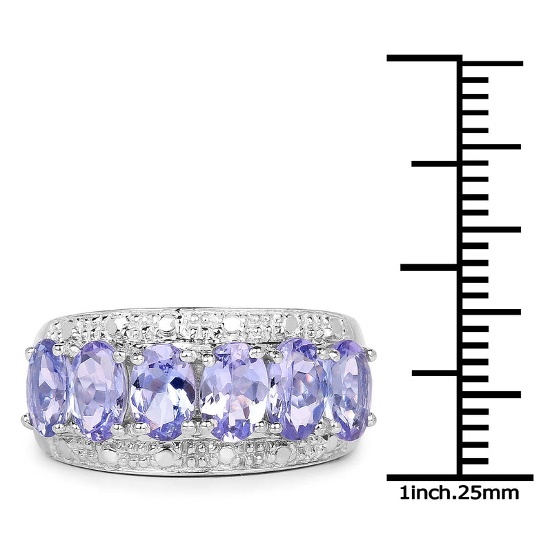 Bids.com 2.64 Carat Genuine Tanzanite .925 Sterling Silver Ring Rings
