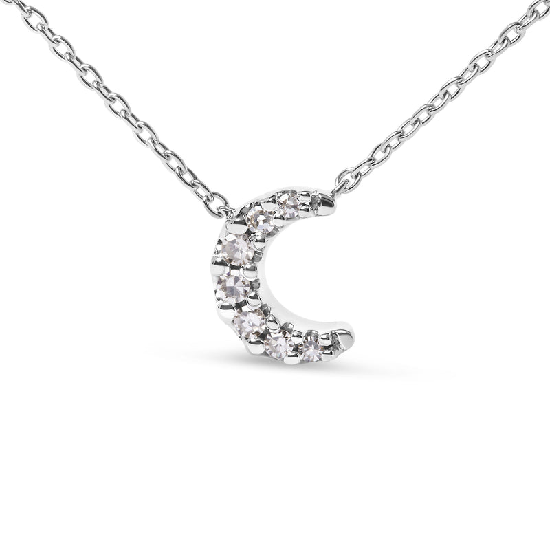 Bids.com 10K White Gold Diamond Accented Crescent Moon Shaped 18" Inch Pendant Necklace (H-I Color, I1-I2 Clarity) Necklaces