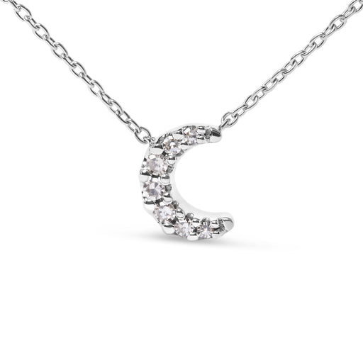 Bids.com 10K White Gold Diamond Accented Crescent Moon Shaped 18" Inch Pendant Necklace (H-I Color, I1-I2 Clarity) Necklaces