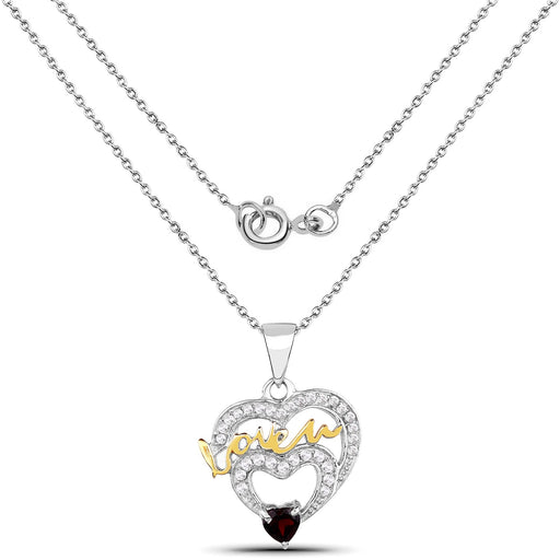 Bids.com 0.51 Carat Genuine Garnet and White Topaz .925 Sterling Silver Pendant Pendants