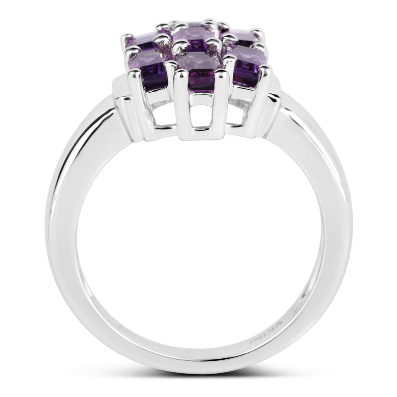 Bids.com 2.80 Carat Genuine Amethyst .925 Sterling Silver Ring Rings