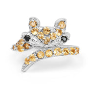 Bids.com 1.00 Carat Genuine Citrine & Black Spinel .925 Sterling Silver Ring Rings