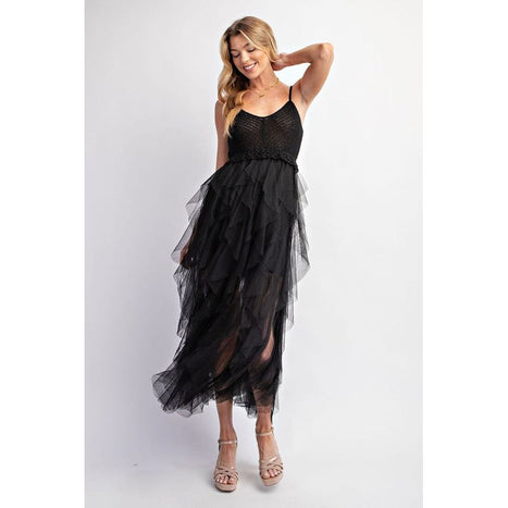 Lovely Tulle Midi Crochet Dress