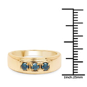 Bids.com 14K Yellow Gold Plated 0.33 Carat Genuine Blue Diamond .925 Sterling Silver Ring Rings