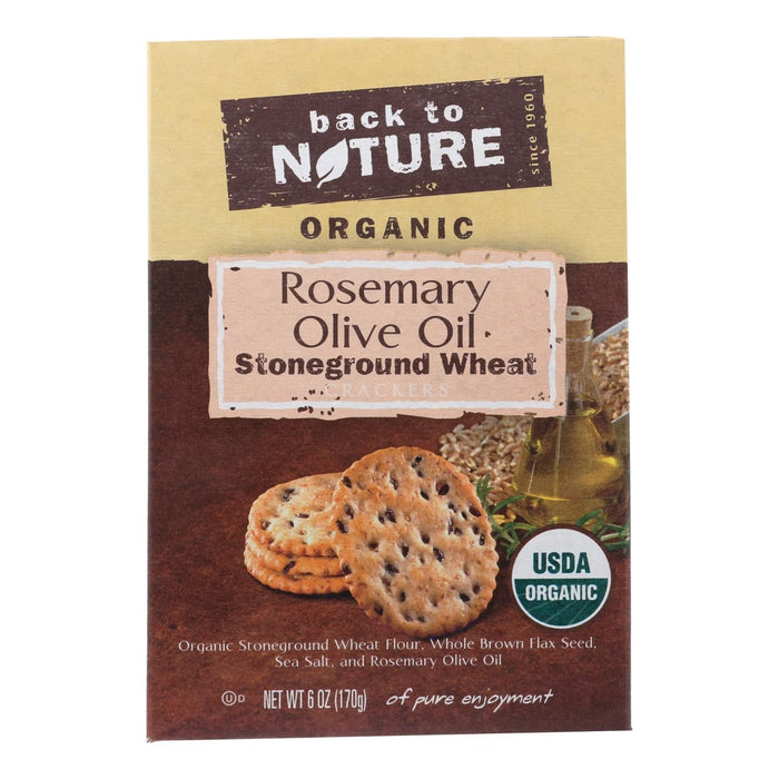 Back to Nature Crackers - Rosemary & Olive Oil Stoneground Wheat - 6 Oz. Case of 6