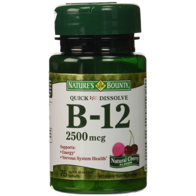 Nature's Bounty Nature's Bounty Vitamin B-12 2500 Mcg Quick Dissolve Tablets, Natural Cherry Flavor Vitamins & Supplements Black