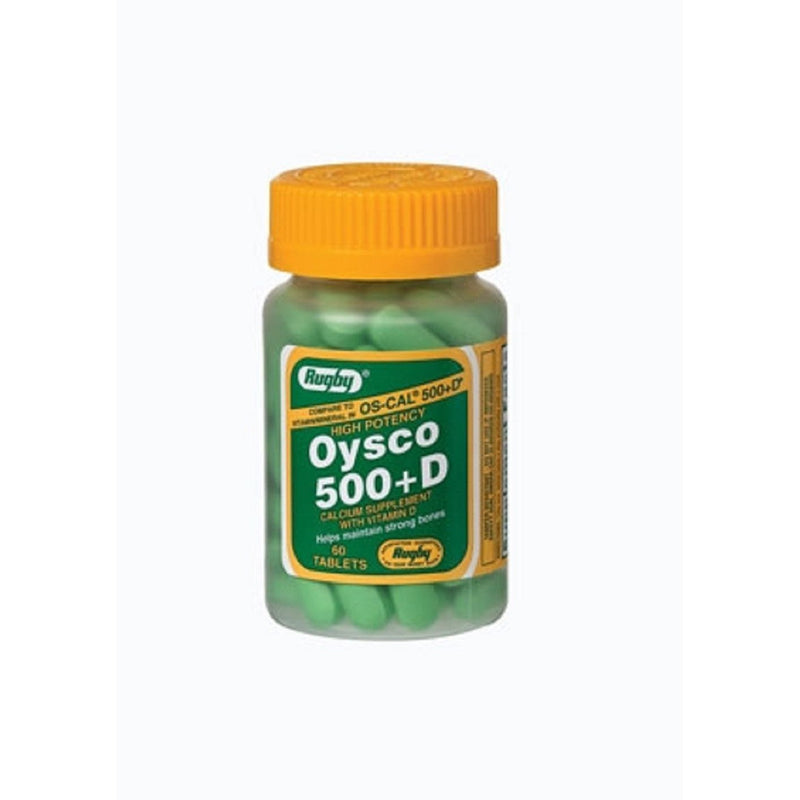 Rugby Rugby Oysco Calcium 500 mg with Vitamin D, Bone Health Supplement, 50 Tablets Vitamins & Supplements Dark Orange