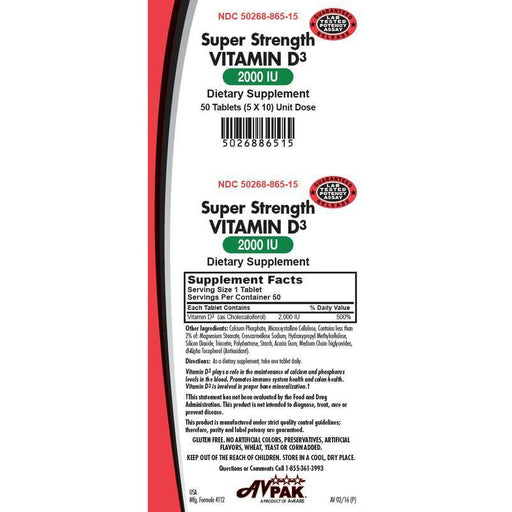 AVKare AVKare Vitamin D3 Tablets 2000 IU Vitamins & Supplements