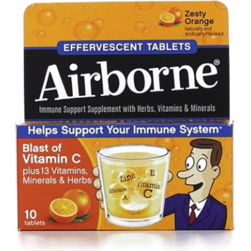 Airborne Airborne Zesty Orange Effervescent Tablets 10 Count - 1000mg Of Vitamin C - Immune Support Supplement Vitamins & Supplements