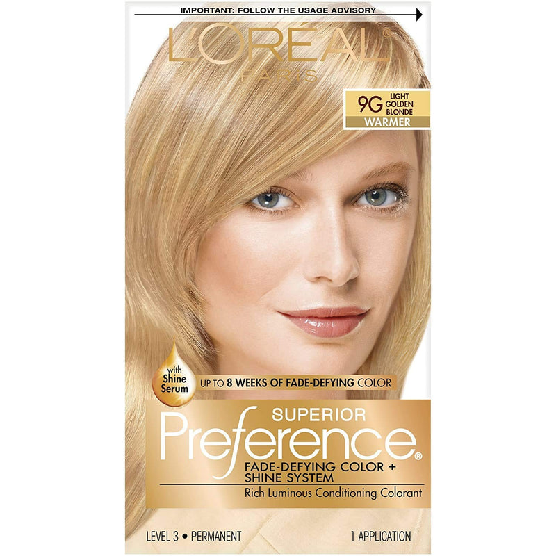 Superior Preference Superior Preference L'Oreal Paris Fade-Defying Shine Permanent Hair Color, 9G Light Golden Blonde, 1 Kit Hair Color
