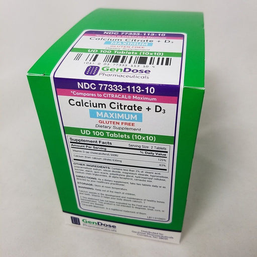 Gendose Gendose Calcium Citrate + D3 Tab 100 (10X10) Ud Fitness & Nutrition