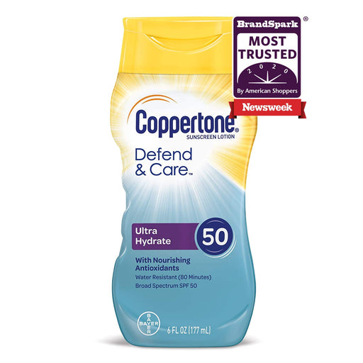 Coppertone Coppertone Defend & Care Ultra Hydrate Sunscreen Lotion Broad Spectrum SPF 50, 6 Fluid Ounces Sunscreen