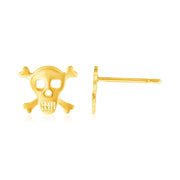 Bids.com 14K Yellow Gold Skull and Crossbones Post Earrings Earrings
