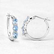 Bids.com 1.75 Carat Genuine Aquamarine and White Diamond .925 Sterling Silver Earrings Earrings
