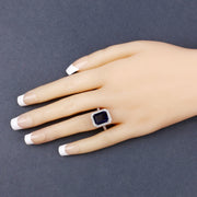 Bids.com 3.70 Carat Genuine Iolite and White Diamond 14K White Gold Ring Rings