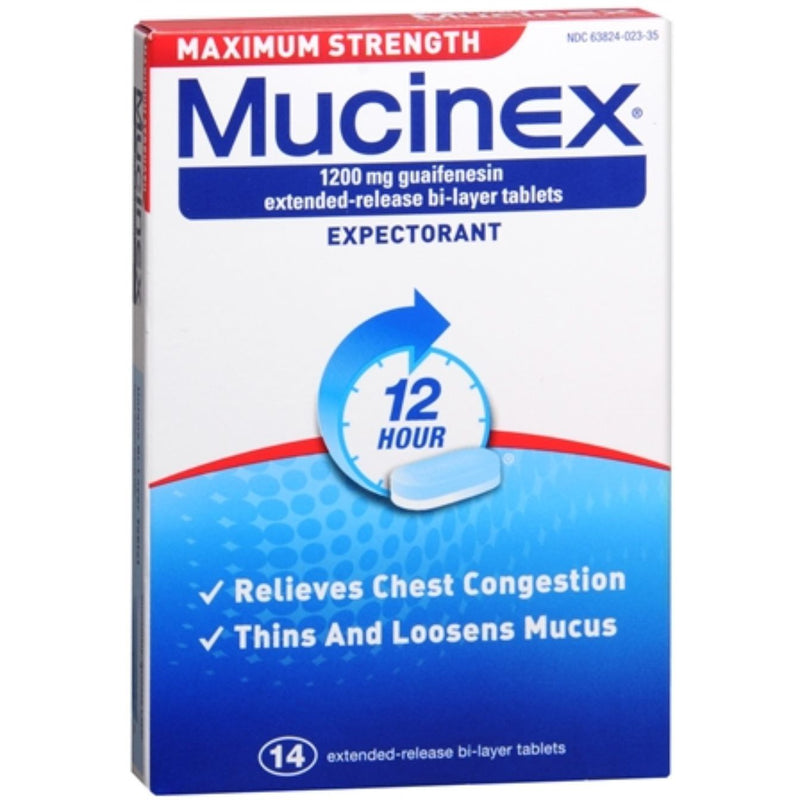 Mucinex Mucinex Expectorant, Maximum Strength, 1200 Mg, 12 Hour, Tablets Health & Beauty