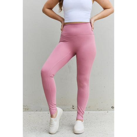 Zenana Fit For You High Waist Active Leggings in Light Rose