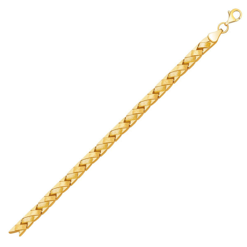 Bids.com 14k Yellow Gold Fancy Basket Weave Line Bracelet Bracelets