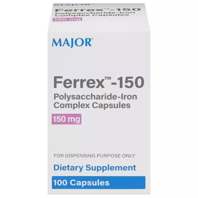 Major Major Ferrex-150 Polysaccharide-Iron Complex Capsules Iron Supplement 100ct Vitamins & Supplements Lavender