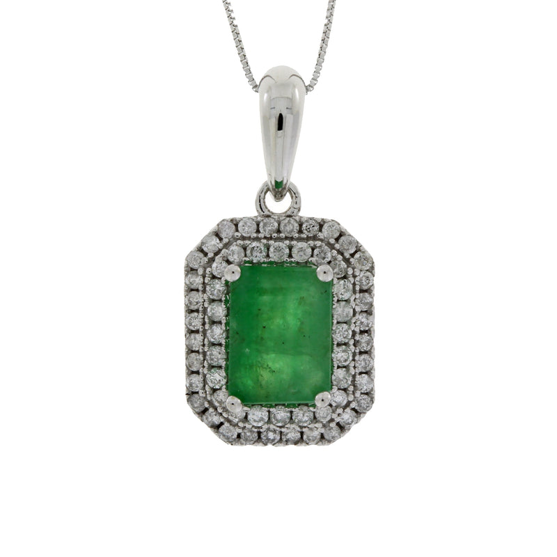 Bids.com 1.08ct Emerald Diamond Fashion Pendants 14KT White Gold Pendants