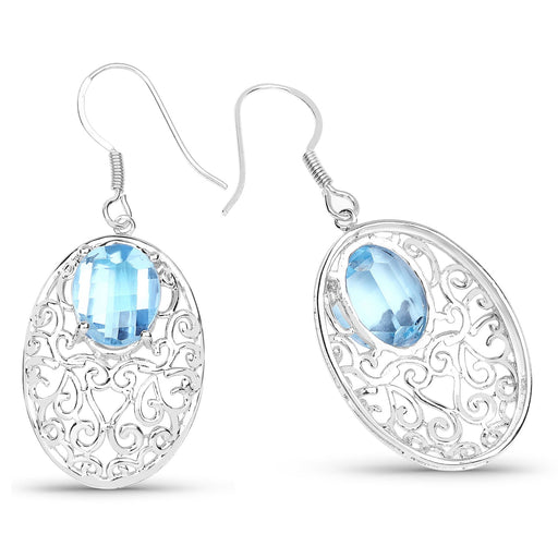 Bids.com 10.72 Carat Genuine Blue Topaz .925 Sterling Silver Earrings Earrings