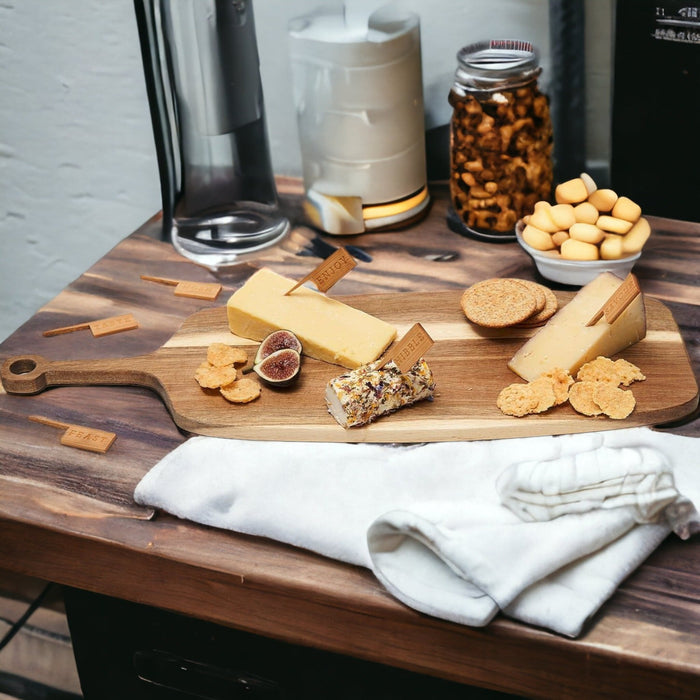 Acacia Wood Serving Board + Bamboo Markers | 23x8"