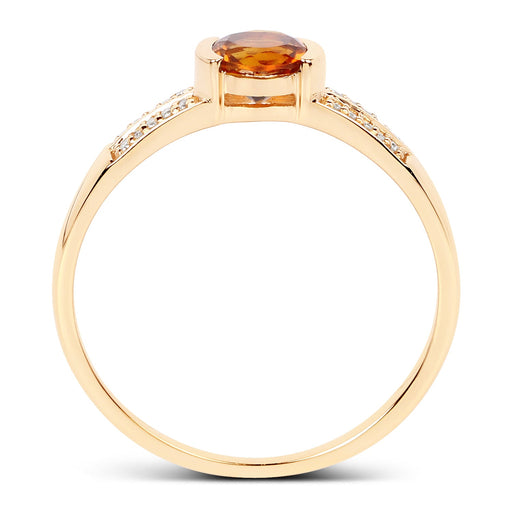 Bids.com 0.51 Carat Genuine Citrine and White Diamond 14K Yellow Gold Ring Rings