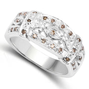 Bids.com 0.32 Carat Genuine Champagne Diamond .925 Sterling Silver Ring Rings