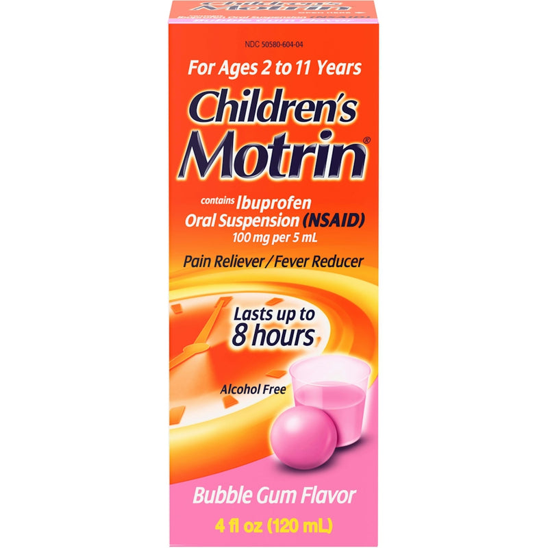 Children's Motrin Children's Motrin Oral Suspension, Pain Reliever/Fever Reducer, Ibuprofen (NSAID), Bubble Gum Flavor, 4 Fl Oz Health & Beauty