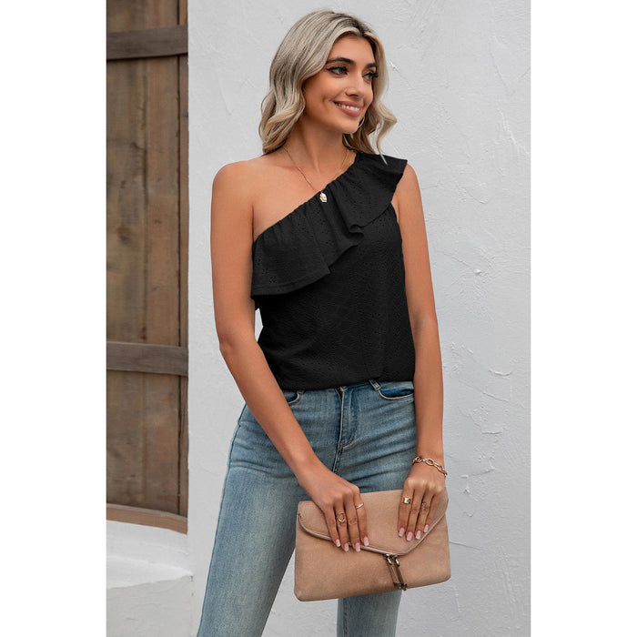 Eyelet One-Shoulder Tank