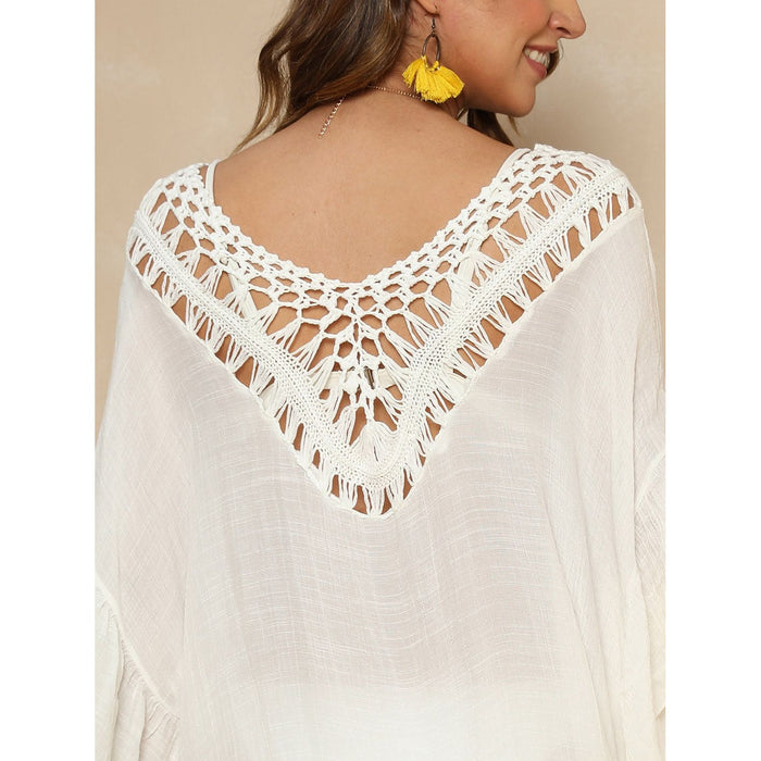 Cutout Ruffled Half Sleeve Cover-Up