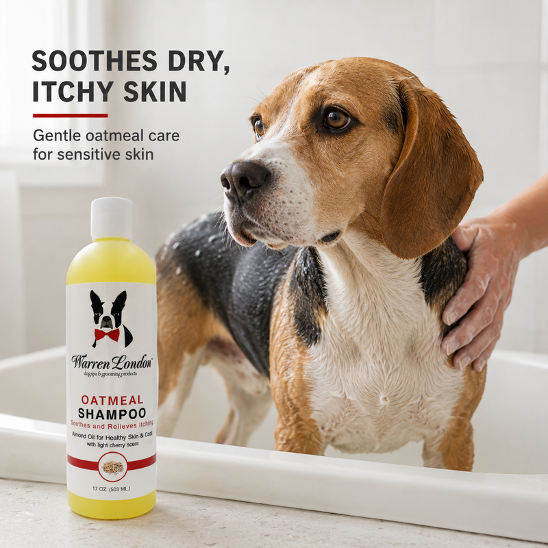 Warren London Oatmeal Dog Shampoo for Dry, Itchy Skin – Cherry Scent, 17 oz Dog Shampoo Light Gray
