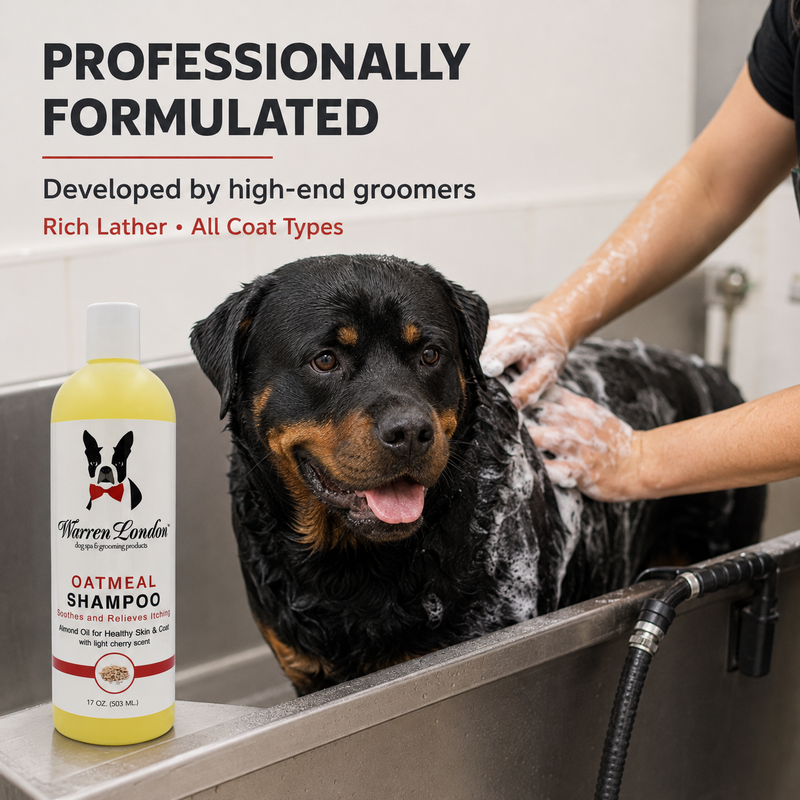 Warren London Oatmeal Dog Shampoo for Dry, Itchy Skin – Cherry Scent, 17 oz Dog Shampoo Light Gray