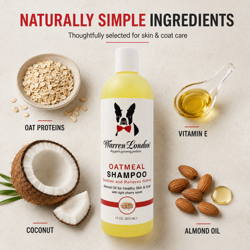 Warren London Oatmeal Dog Shampoo for Dry, Itchy Skin – Cherry Scent, 17 oz Dog Shampoo Light Gray