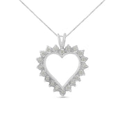 Bids.com .925 Sterling Silver 1/4 Cttw Miracle Set Diamond Open Heart 18" Pendant Necklace (I-J Color, I3 Clarity) Necklaces