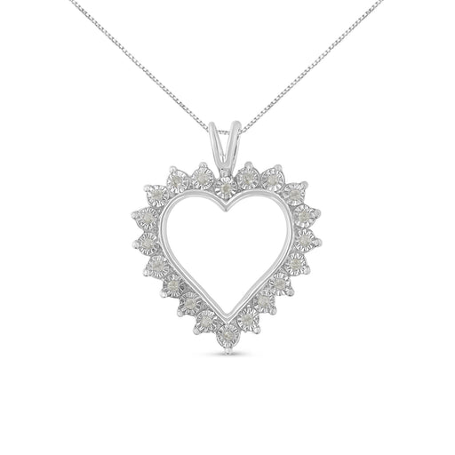 Bids.com .925 Sterling Silver 1/4 Cttw Miracle Set Diamond Open Heart 18" Pendant Necklace (I-J Color, I3 Clarity) Necklaces